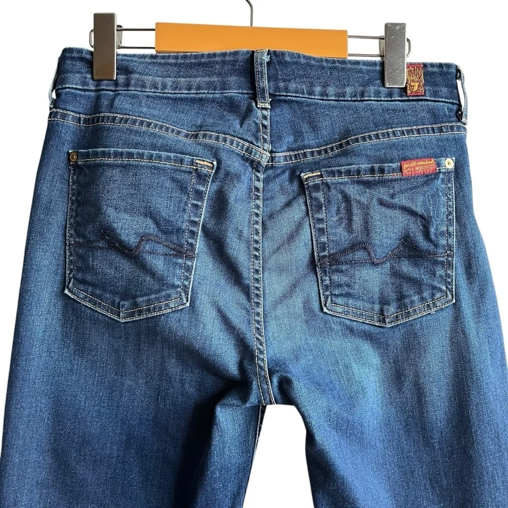 7 For All Mankind Mid Rise Skinny Dark Wash Denim 29 - Picture 6 of 11